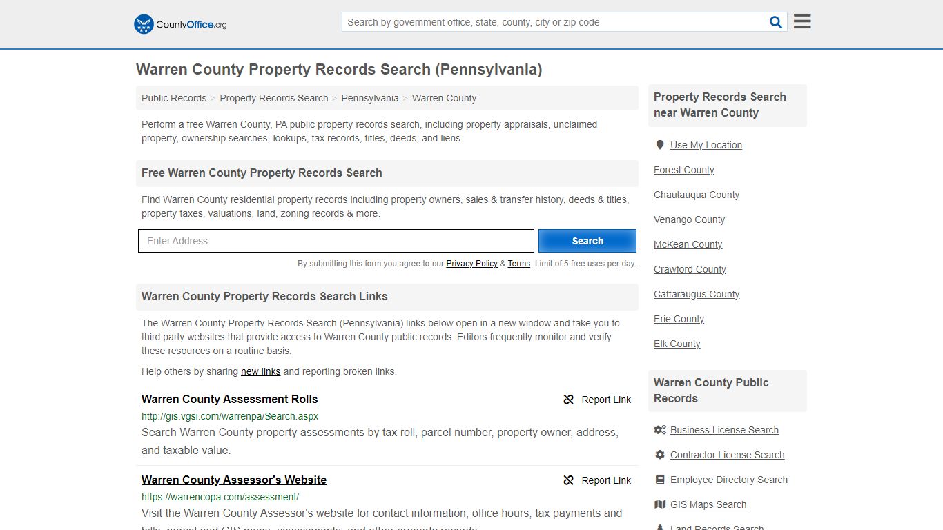 Warren County Property Records Search (Pennsylvania) - County Office